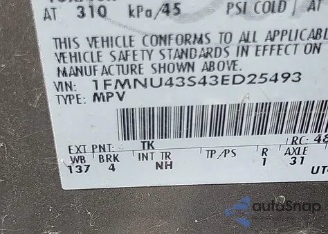 2003 Ford Excursion Limited z USA, uszkodzony, nr VIN 1FMNU43S43ED25493